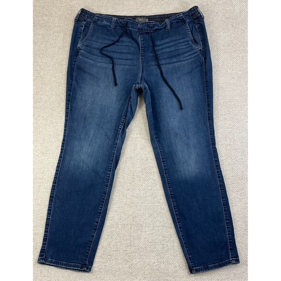 Torrid Pull On Jeans Women's Size 3X 3T Straight Blue Elastic Waist Drawstring - Picture 1 of 11